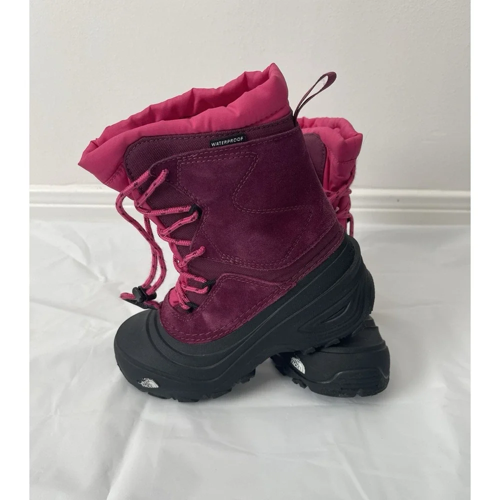 The North Face Alpenglow IV Purple Pink Waterproof Winter Snow Boots Kids Size 2